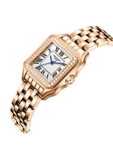 Lee Cooper Women's Analog Watch with Silver Dial and Rose Gold Stainless Steel Band, LC08398.430