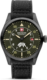 Swiss Military Hanowa Men's Analog Watch Green Dial with Black Vegan Leather Strap, SMWGN0001231