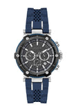 Quantum Men's Watch Analog Black Dial with Blue Silicone Band, HNG791.359