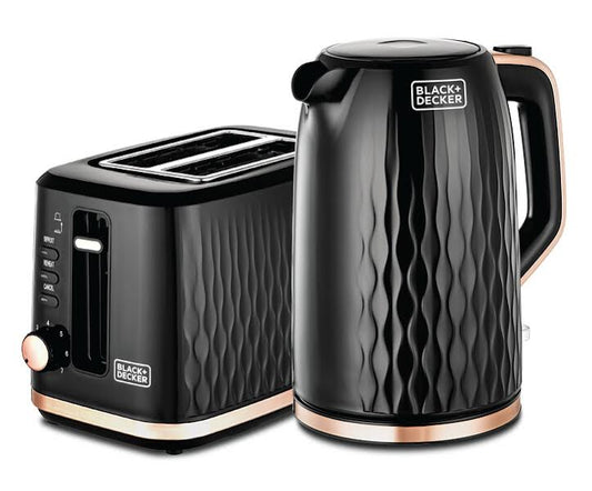 Black+Decker, Kettle + 2 Slice Toaster Breakfast Set, Compact kitchen appliance set 1.7 L, MBF90 Toaster BL-MBF90