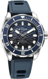 Titan Zero Hour Diver's Series Men's Automatic Watch Blue Dial with Silver Stainless Steel Band | 300M Water Resistant, 10069KM01