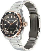Titan Zero Hour 10069KM02 Black dial Silver 316 stainless steel solid-link bracelet men's diver watch