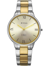 Titan Edge Gleam Champagne Dial Two-Tone Stainless Steel Watch for Women, 2734BM01