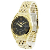 Seiko Men's Mechanical Watch Analog, Black Dial with Gold Stainless Band, SNKL40K