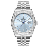 Beverly Hills Polo Club Men's Date Analog Watch with Blue Dial and Silver Stainless Steel Band, BP3018X.302