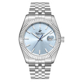 Beverly Hills Polo Club Men's Date Analog Watch with Blue Dial and Silver Stainless Steel Band, BP3018X.302