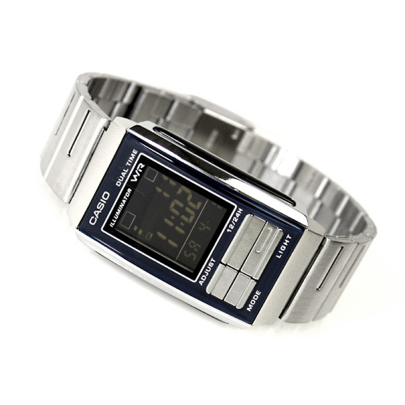 Casio Women s Watch Digital Blue Dial Silver Stainless Steel Band LA