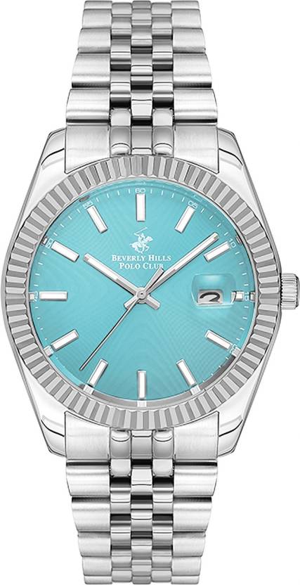 Beverly Hills Polo Club Men's Watch, Analog ,Blue Dial, Silver Stainless Steel Strap, BP3018X.300