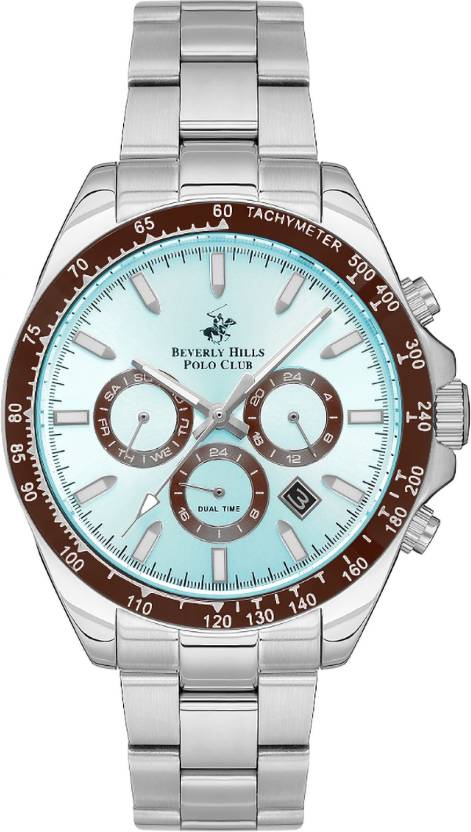 Beverly Hills Polo Club Men's Watch, Analog, Blue Dial, Silver Stainless Steel Strap, BP3127X.301