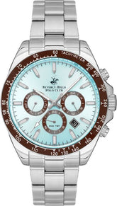 Beverly Hills Polo Club Men's Watch, Analog, Blue Dial, Silver Stainless Steel Strap, BP3127X.301