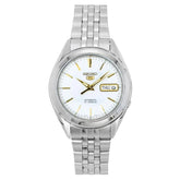 Seiko 5 Sports Men's Automatic GMT Watch, White Dial with Stainless Steel Strap,SNKL17K