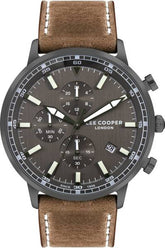 Lee Cooper Men's Multifunction Watch Gun Dial With Brown Leather Strap,LC07943.064