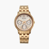 Titan Analog Women's Watch with White Dial and Rose Gold Stainless Steel Strap, 2765WM02