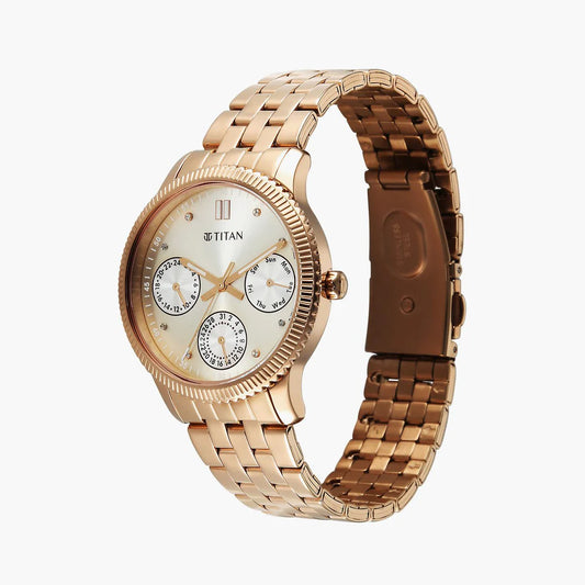 Titan, Men's, Analog Watch, Gold Dial, with Stainless Steel Band, TI-2765WM02