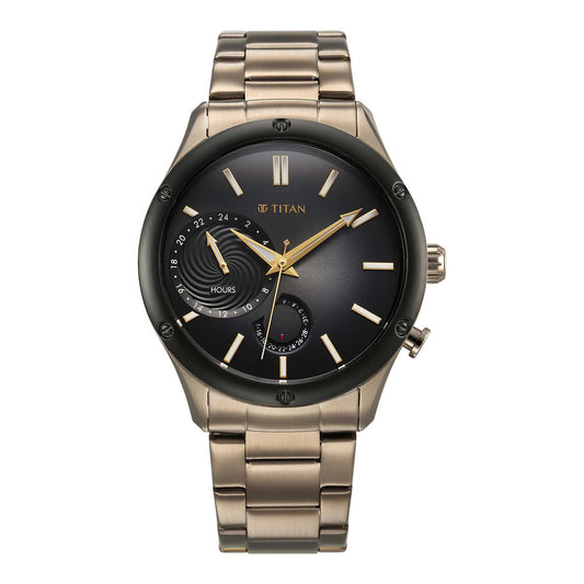 Titan, Men, Analog, Watch, Black Dial, Stainless steel Strap, 10009KM03
