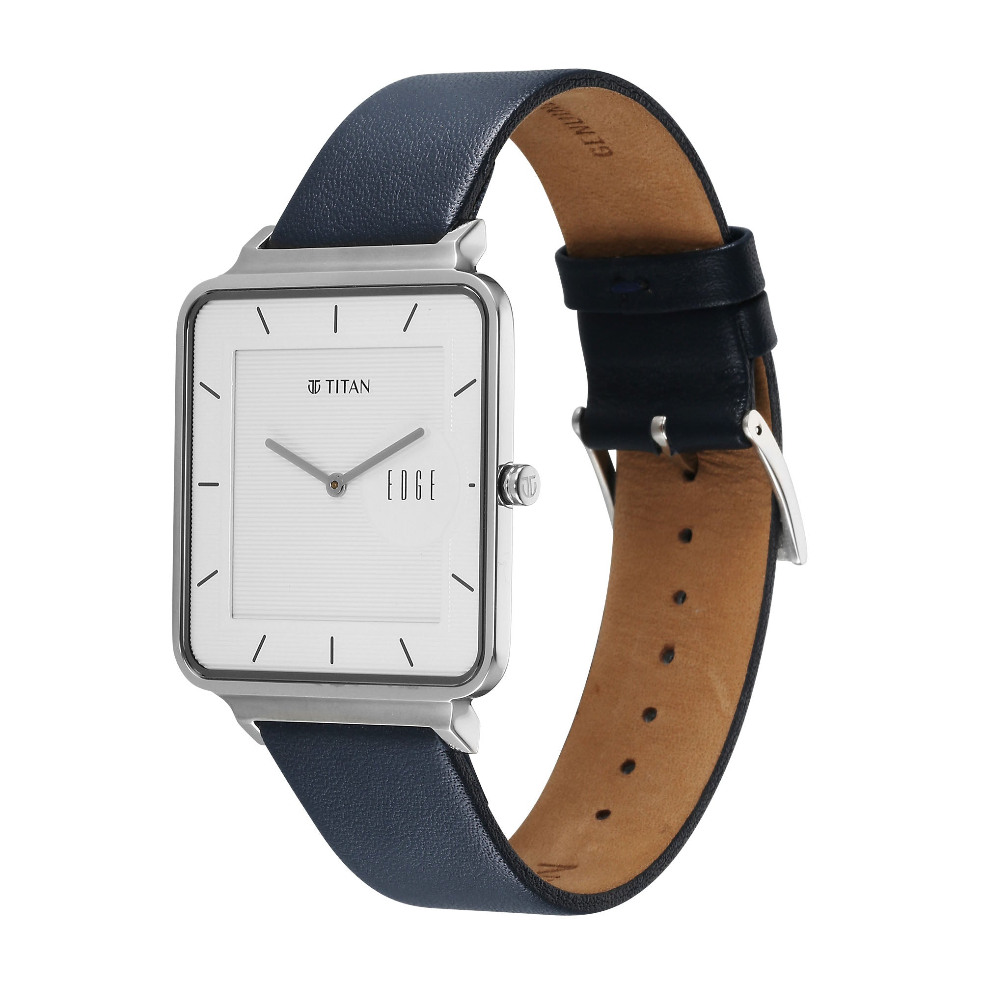 Titan Edge Quad Men's Watch Analog White Dial With Blue Leather Strap, 10017SL01 - view 3