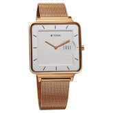 Titan Edge Quad Men's Watch Analog White Dial With Rose Gold Stainless Steel Band, 10017WM01