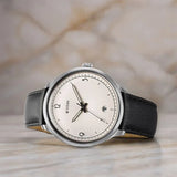 Titan Timeless Treasures Men's Watch Analog White Dial With Black Leather Strap, 10023SL05