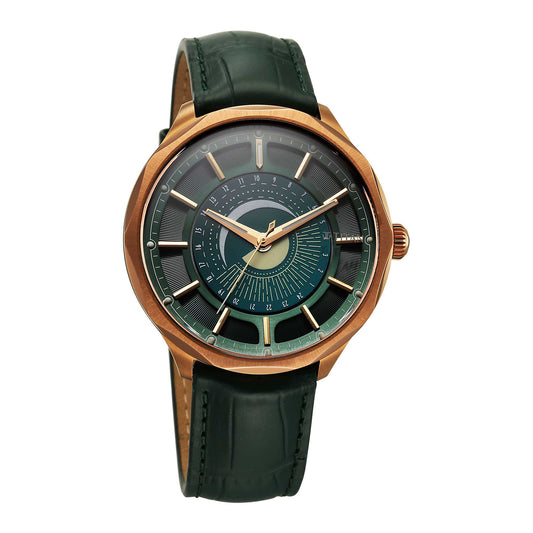 Titan, Men's, Analog Watch, Green Dial, with Leather Band, TI-10028QL01