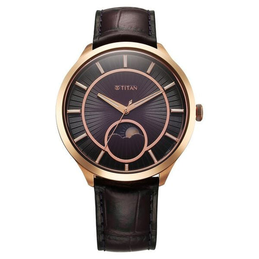 Titan, Men, Analog, Watch, Brown Dial, Leather Strap, 10028WL01