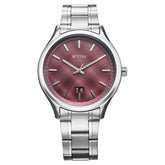 Titan Men's Watch Analog Maroon Dial with Silver Stainless Steel Band, 10033SM02