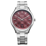 Titan Men's Watch Analog Maroon Dial with Silver Stainless Steel Band, 10033SM02