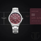 Titan Men's Watch Analog Maroon Dial with Silver Stainless Steel Band, 10033SM02