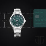 Titan Palette Of Time Men's Watch Analog with Date Green Dial Stainless Steel Band, 10033SM03