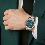 Titan Palette Of Time Men's Watch Analog with Date Green Dial Stainless Steel Band, 10033SM03