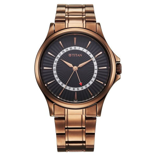 Titan, Men, Analog, Watch, Black Dial, Stainless steel Strap, 10038QM01