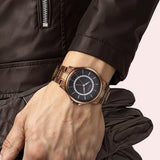 Titan Karishma Men's Watch Analog Black Dial with Date & Brown Stainless Steel Band, 10038QM01