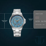 Titan Karishma Men's Watch Analog Blue Dial with Date & Silver Stainless Steel Band, 10038SM01