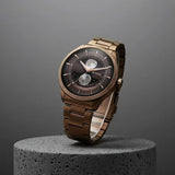 Titan Stellar Analog with Dual Moon Phase Men's Watch with Brown Dial and Bronze Stainless Steel Strap,10050QM01
