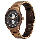 Titan Stellar Analog with Dual Moon Phase Men's Watch with Brown Dial and Bronze Stainless Steel Strap,10050QM01