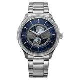 Titan Stellar Analog Men's Watch with Dual Moon Phase and Blue Dial and Silver Stainless Steel Strap,10050SM01