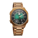 Titan Stellar Jumping Hour Micromotors Zodiac Analog Men's Watch with Dual Moonphase and Green Dial IP Bronze Stainless Steel,10053QM01