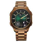 Titan Stellar Jumping Hour Micromotors Zodiac Analog Men's Watch with Dual Moonphase and Green Dial IP Bronze Stainless Steel,10053QM01