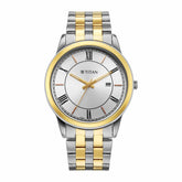 Titan men analog watch, silver dial with silver dial and stainless steel strap, model TI-10060BM01, Bahrain