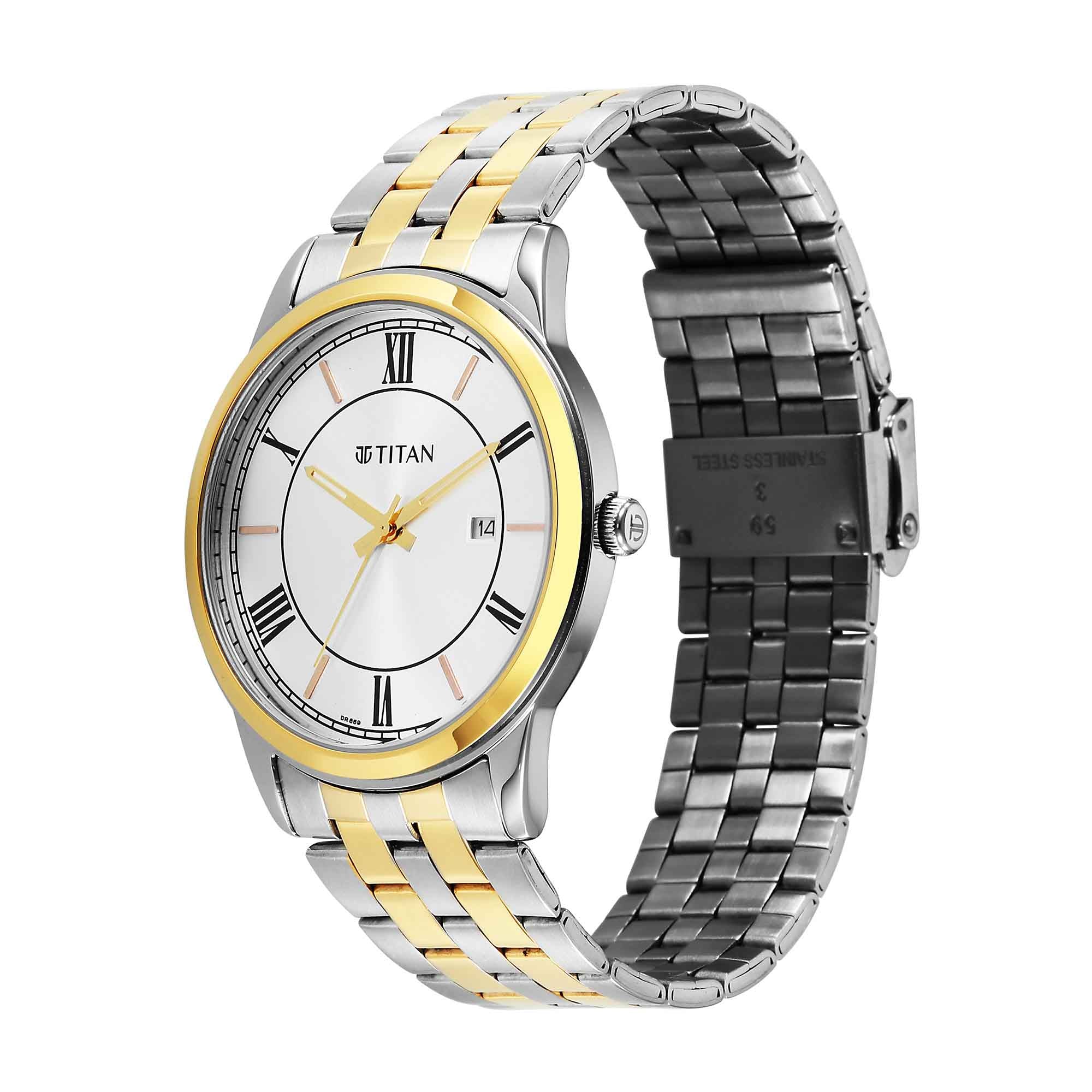 Titan, Men's, Analog Watch, Silver Dial, with Stainless Steel Band, TI-10060BM01