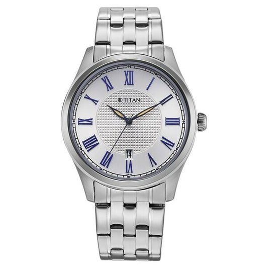 Titan, Men's, Analog Watch, Silver Dial, with Stainless Steel Band, TI-10063SM01