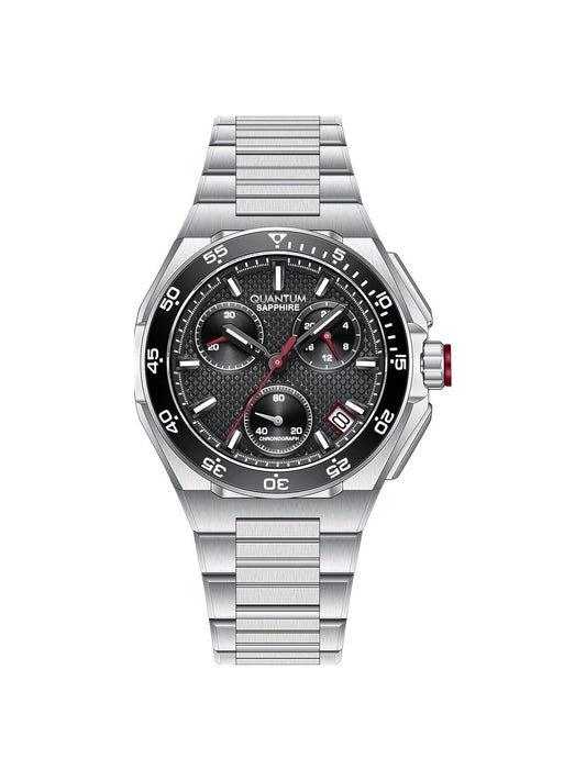 Quantum Men's Chronograph Watch Black Dial Metal Band, PWG1283.350