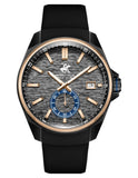 Beverly Hills Polo Club Men's Analog Watch, Gun Black Dial Multi-Function With Black Silicon Strap, BP3837X.651