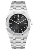 Beverly Hills Polo Club Men's Slim Analog Watch, Gun Black Dial  With Silver Metal Band, BP3825X.350