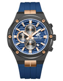 Beverly Hills Polo Club Men's Analog Watch, Blue Dial Multi-Function With Blue Silicon Strap, BP3822X.699