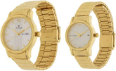 Titan Couple Watch Analog, Champagne Dial Gold Stainless Strap, 1580YM04P