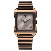 Fastrack Men's Watch Analog Beige Dial with Brown Stainless Steel Band, 1474QM02