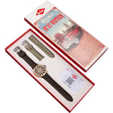 Lee Cooper Men's Analog Watch Gift Set with Brown Dial and Brown Silicone Band ,LC08364.542