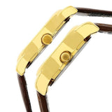 Titan Couple Watch Analog, Gold Dial with Brown Leather Strap, 1580YL05P