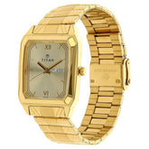 Titan Quartz Analog Men's Watch Champagne Dial With Gold Stainless Steel Strap,1581YM05