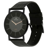 Titan Men's Watch Analog, Edge Collection Black Dial Black Leather Strap Watch, 1595NL01